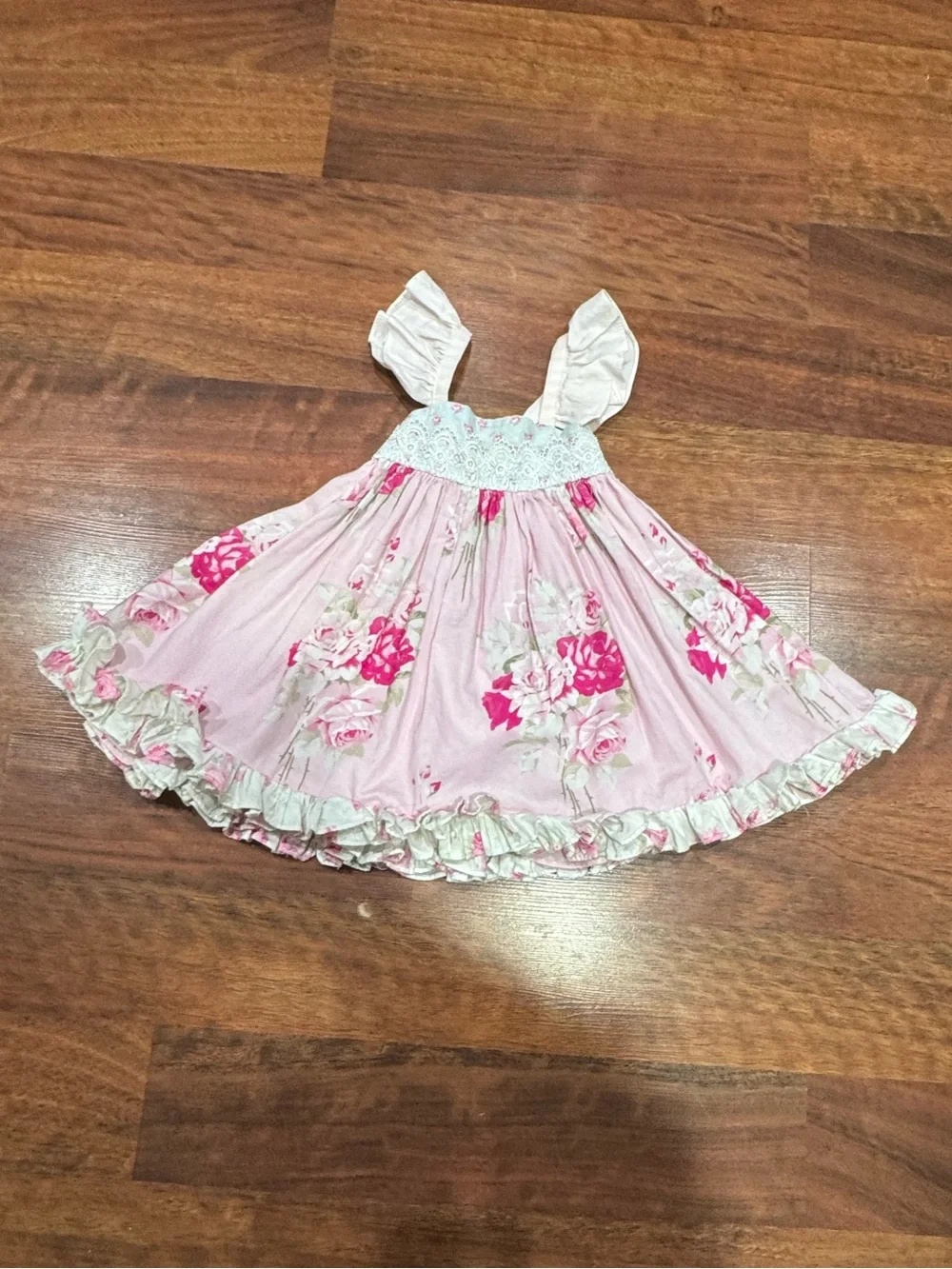 Sassy Chic - Pink and Blue Floral Ruffled Sundress